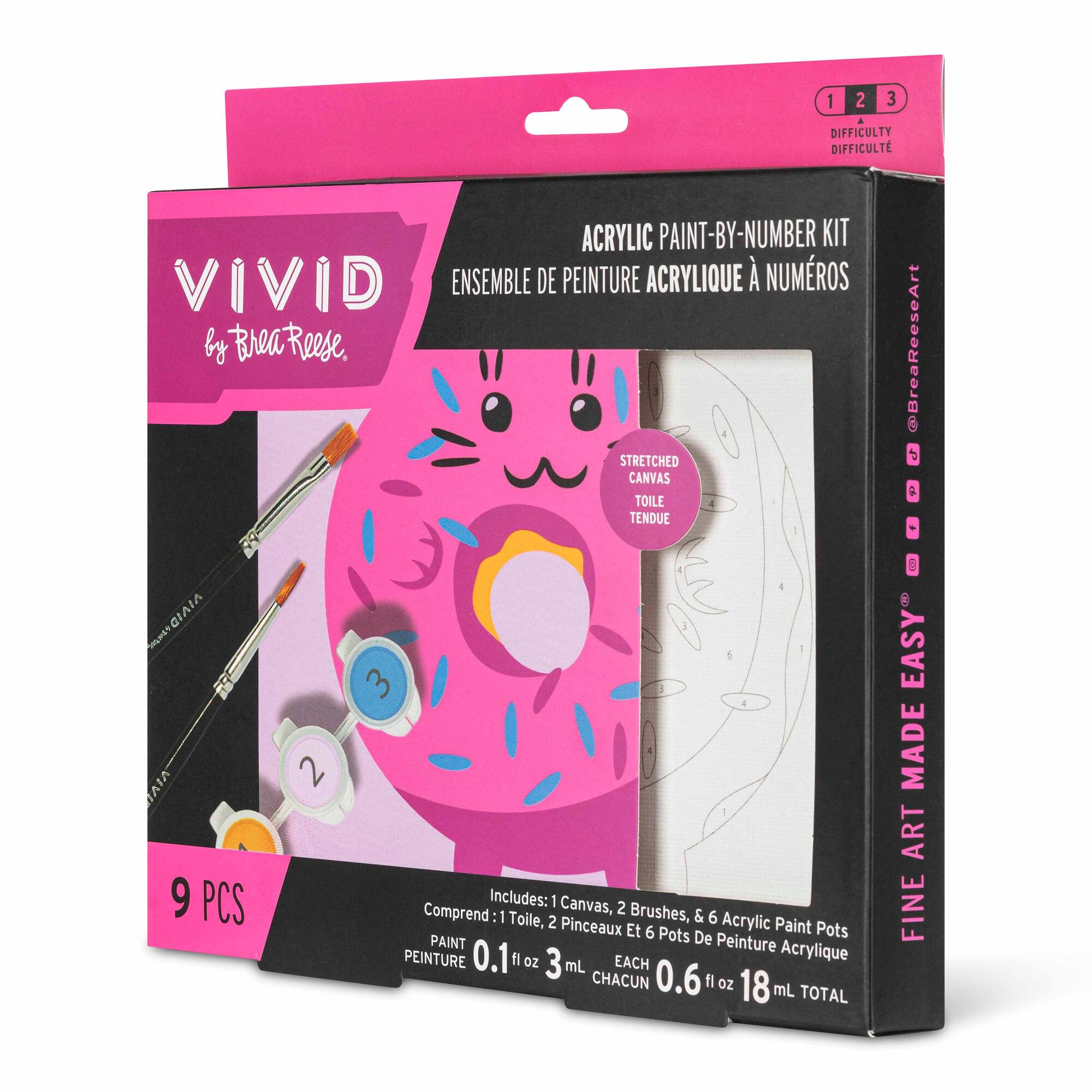 VIVID by Brea Reese® Cat Donut Acrylic Paint-by-Number Kit
